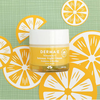 DERMA E Vitamin C Intense Night Cream, 2 Oz Brightening Facial Moisturizer