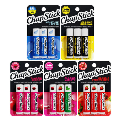 ChapStick Classic Collection Flavored Lip Balm Bulk Variety Pack, 15-Pack