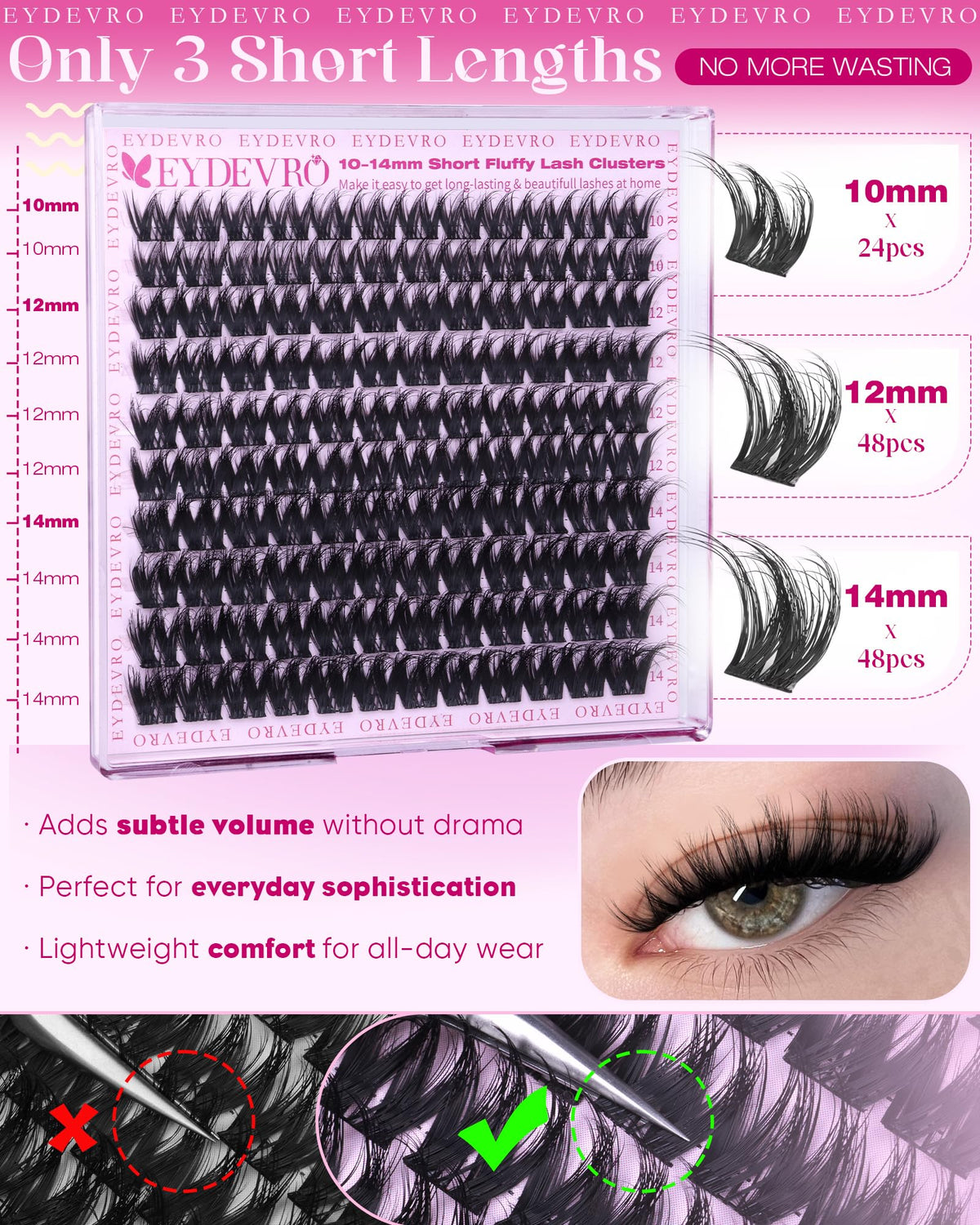 Short Lash Clusters 10-12-14mm Wispy Eyelash Clusters Flaunt Fluffy CD Curl