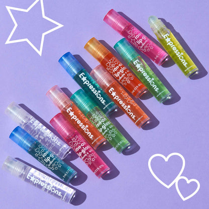 12pc Roll-On Lip Gloss Set with Carrying Case - Fruity Non-Toxic Glossy