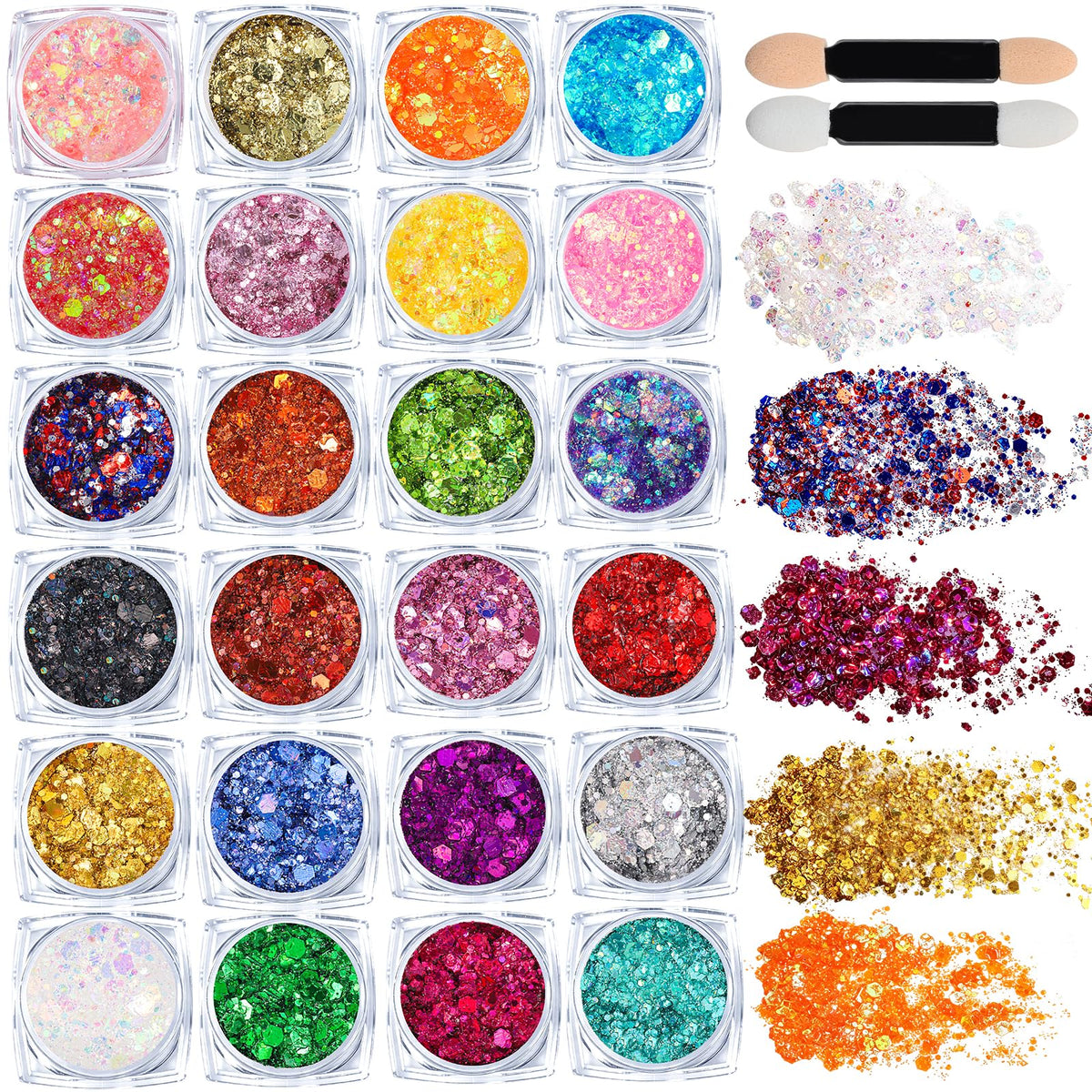 Teenitor 24 Colors Body Glitter Face Glitter Gel Set,5g*24 Hair Glitter Gel