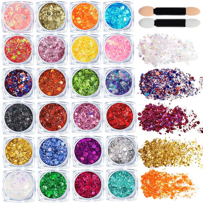 Teenitor 24 Colors Body Glitter Face Glitter Gel Set,5g*24 Hair Glitter Gel
