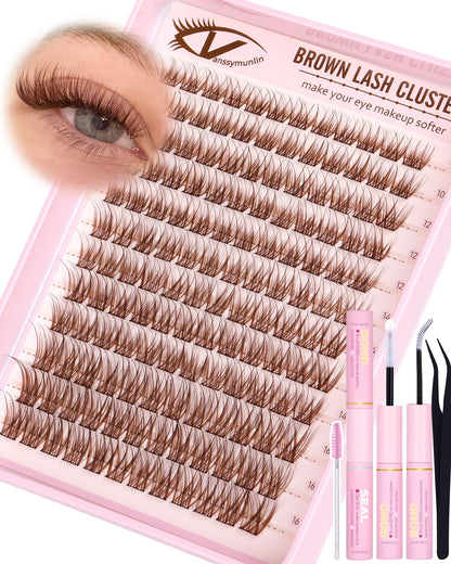 Natural Brown Lash Clusters Kit Wispy Eyelashes Clusters Kit