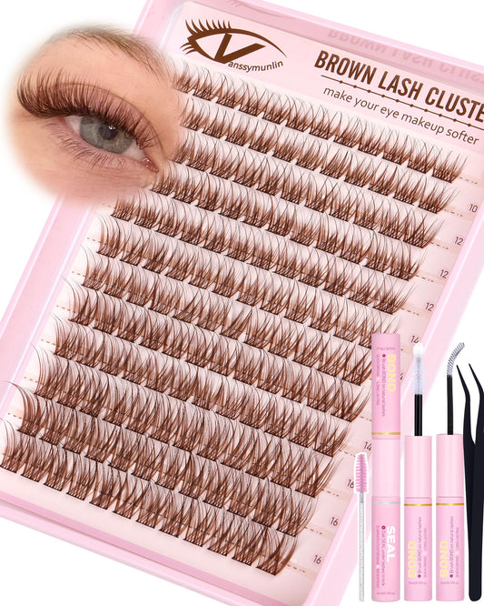 Natural Brown Lash Clusters Kit Wispy Eyelashes Clusters Kit