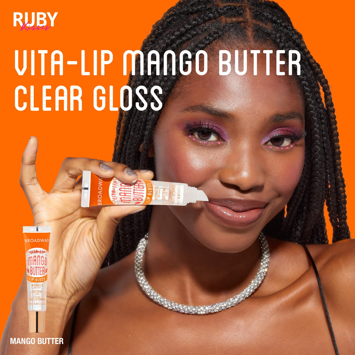 Ruby Kisses Broadway Vita-Lip Clear Lip Gloss (7 Pack) Ultra-Hydrating & Soothing Formula with Vitamins, High-Shine Non-Sticky Finish Lip Balm with Honey, Argan Oil, Shea, Mango Butter, Cherry, Peach