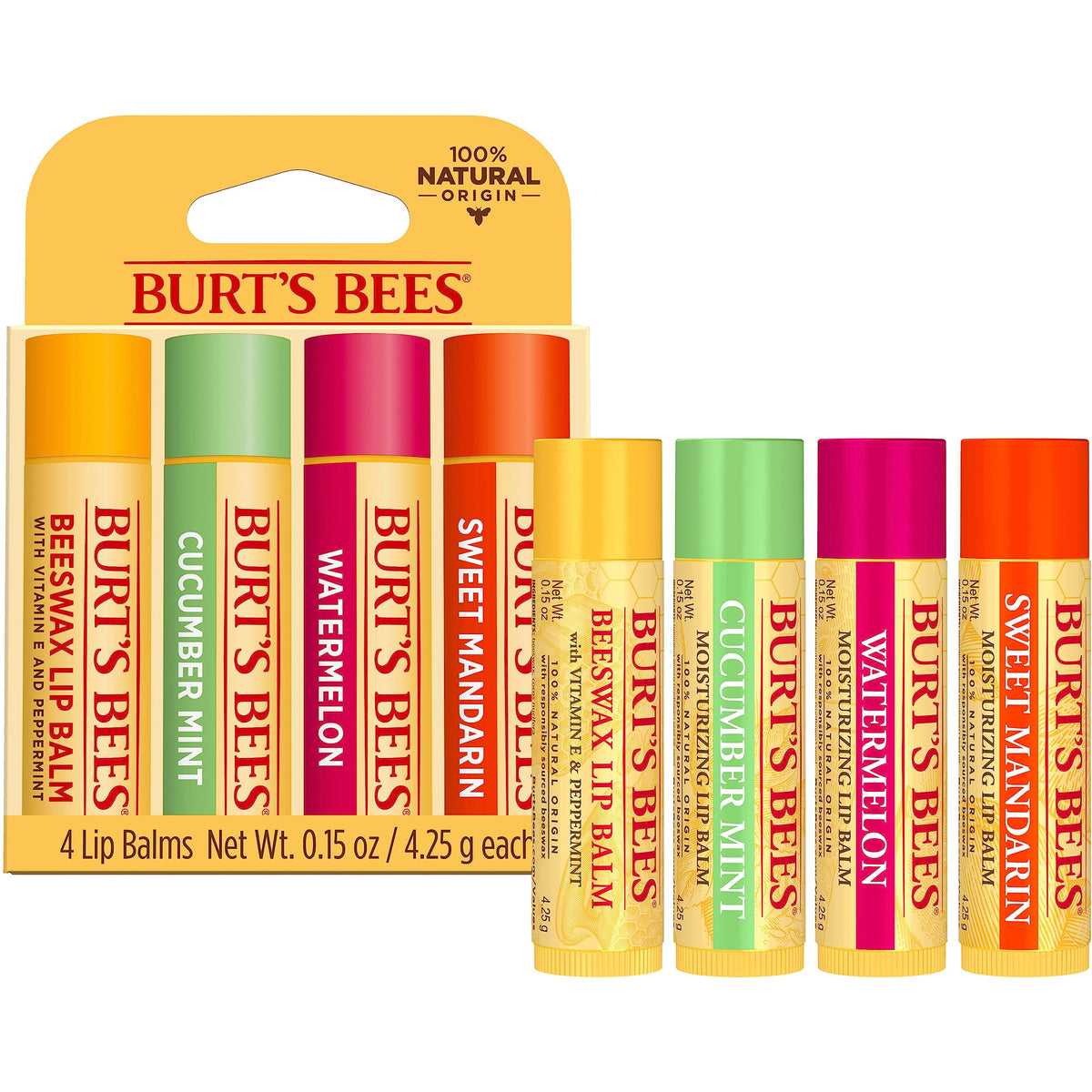 Burt's Bees Lip Balm Set, Freshly Picked, 0.15 oz., 4 Tubes