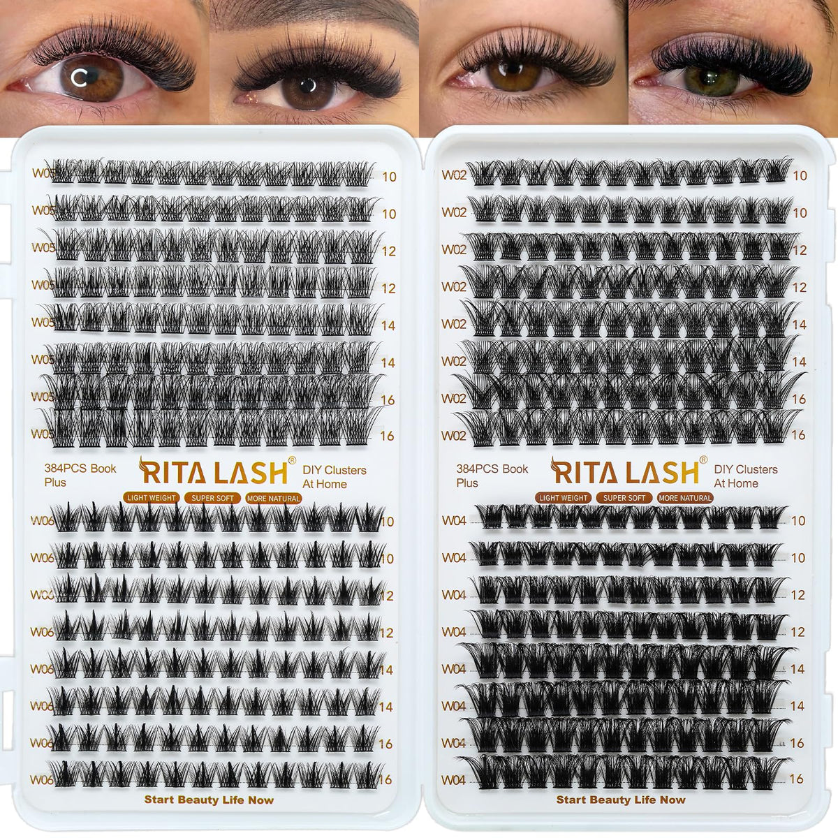 Lash Clusters 4 Style Wispy Lashes Clusters Eyelash Clusters Pestañas Postizas Naturales Cluster Eyelash Extensions Cluster Lashes Soft False Eyelashes Natural Look(W02+W04+W05+W06 Lash Only)