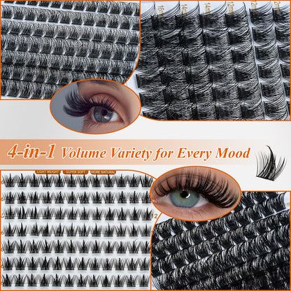 Lash Clusters 4 Style Wispy Lashes Clusters Eyelash Clusters Pestañas Postizas Naturales Cluster Eyelash Extensions Cluster Lashes Soft False Eyelashes Natural Look(W02+W04+W05+W06 Lash Only)