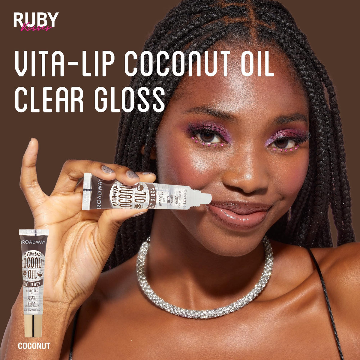 Ruby Kisses Broadway Vita-Lip Clear Lip Gloss (Coconut Oil 6 Pack), Ultra-Hydrating & Soothing Formula with Vitamin Oils, High-Shine Non-Sticky Finish, Healing Glossy Lip Balm Locks in Moisture