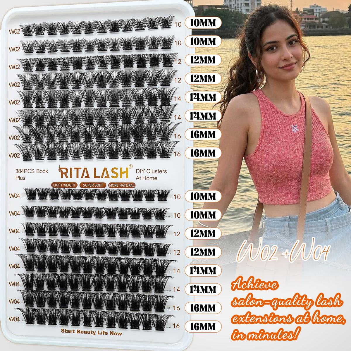 Lash Clusters 4 Style Wispy Lashes Clusters Eyelash Clusters Pestañas Postizas Naturales Cluster Eyelash Extensions Cluster Lashes Soft False Eyelashes Natural Look(W02+W04+W05+W06 Lash Only)