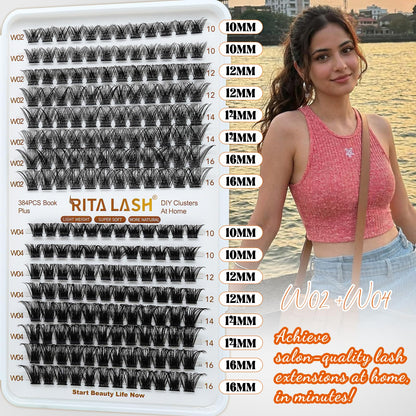 Lash Clusters 4 Style Wispy Lashes Clusters Eyelash Clusters Pestañas Postizas Naturales Cluster Eyelash Extensions Cluster Lashes Soft False Eyelashes Natural Look(W02+W04+W05+W06 Lash Only)
