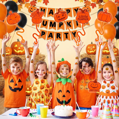 48 PCS Pumpkin Party Favors - 24 Temporary Tattoos & 24 Stick Hands