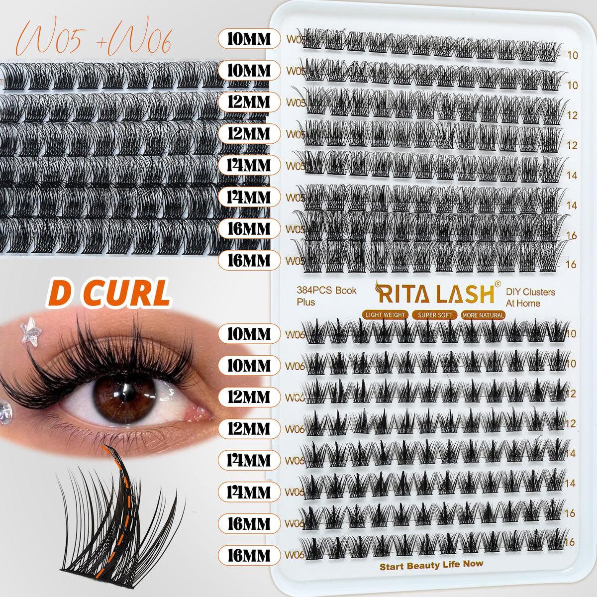 Lash Clusters 4 Style Wispy Lashes Clusters Eyelash Clusters Pestañas Postizas Naturales Cluster Eyelash Extensions Cluster Lashes Soft False Eyelashes Natural Look(W02+W04+W05+W06 Lash Only)