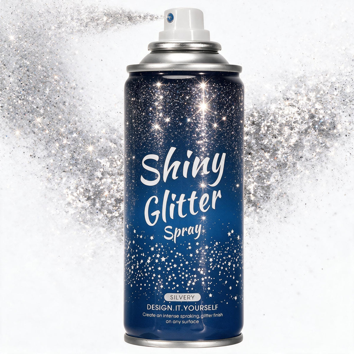 Body Glitter Spray【Long Lasting】【Skin Friendly】【Quick-Drying】 Glitter Spray for Hair/Body 120ML，Silver