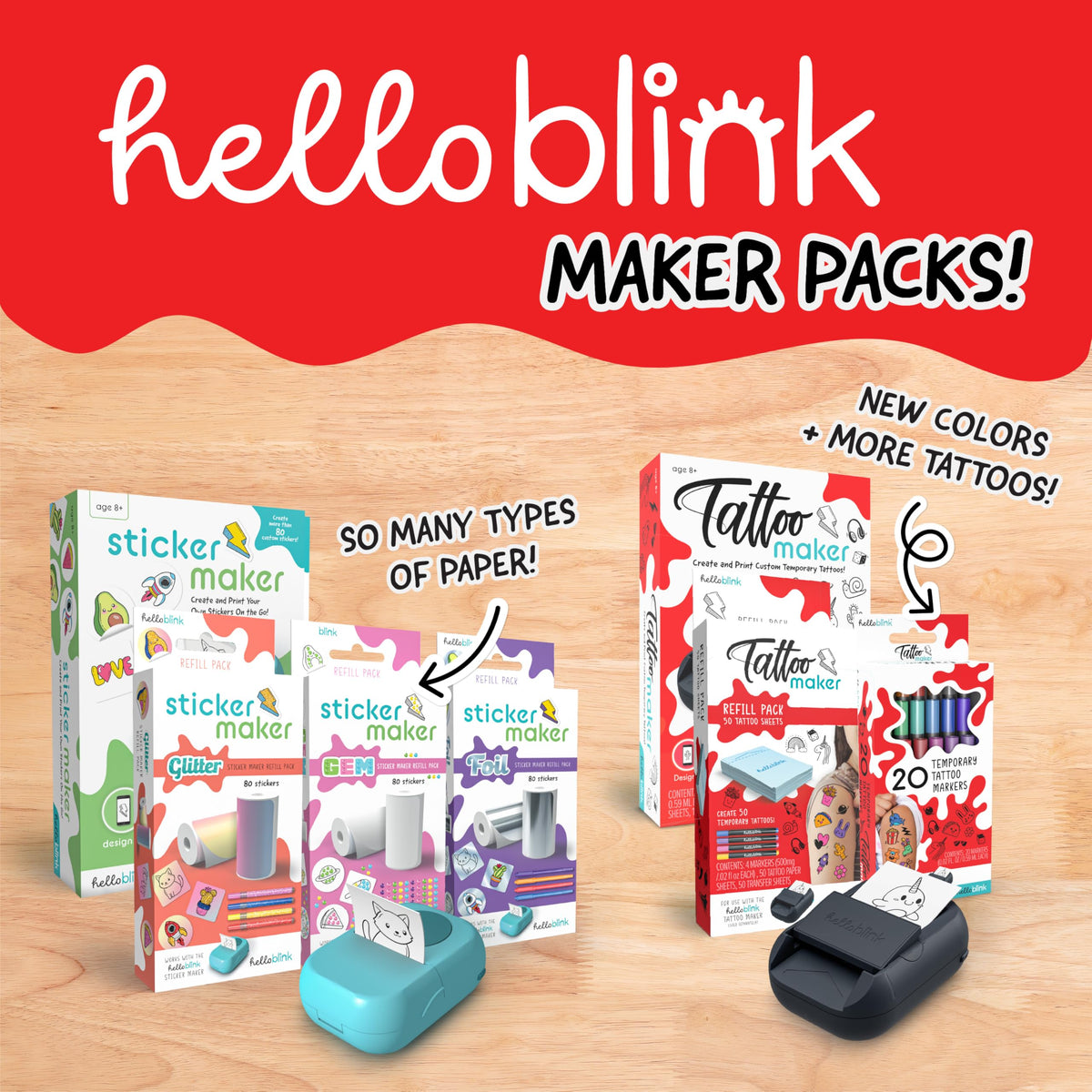 CEACO Compatible with Hello Blink, Temporary Tattoo Maker Refill, 20 Pack