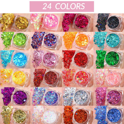 Teenitor 24 Colors Body Glitter Face Glitter Gel Set,5g*24 Hair Glitter Gel