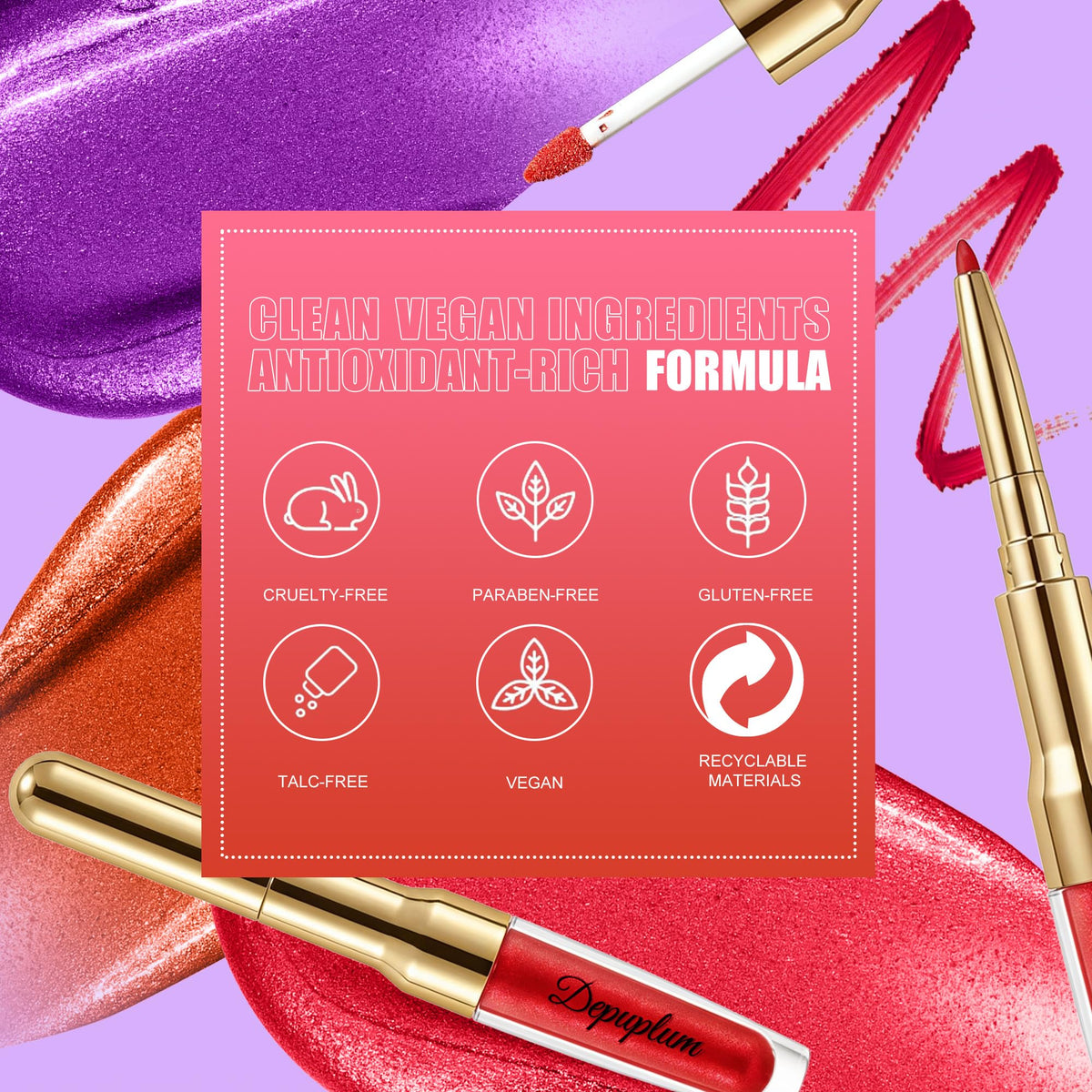 Nude Metallic Lipstick and Lip Liner Combo Glitter Lipsticks for Women