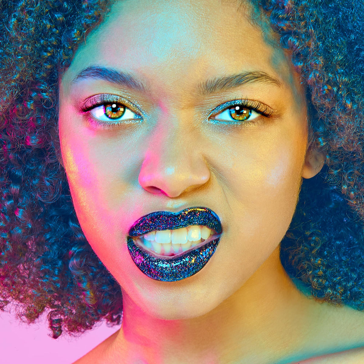 UNICORN SNOT Quiet Riot Glitter Lip Duo | 2-in-1 Set: Matte Lipstick & Plastic-Free Glitter | 0.15oz Black Lipstick & 0.16oz Gloss, Chasm