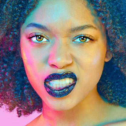 UNICORN SNOT Quiet Riot Glitter Lip Duo | 2-in-1 Set: Matte Lipstick & Plastic-Free Glitter | 0.15oz Black Lipstick & 0.16oz Gloss, Chasm