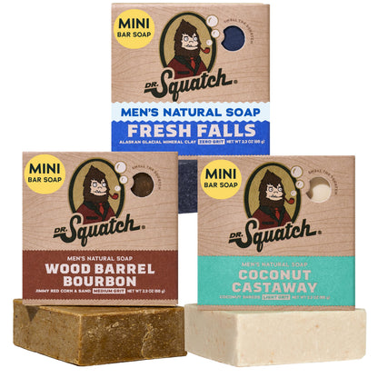 Dr. Squatch Mini Natural Men’s Bar Soap, Body Soap Bar (2.3oz, 3-Pack)