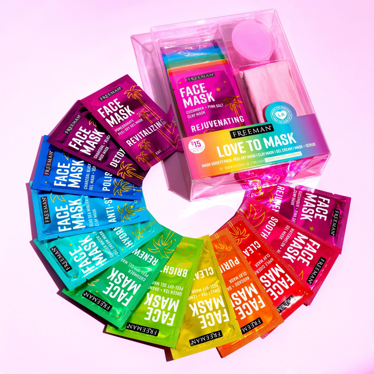 Freeman 14 Piece Love To Mask Variety Pack, Face Masks