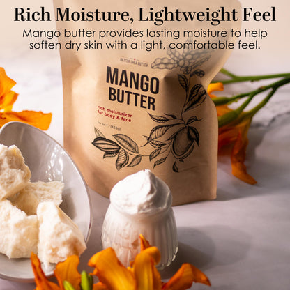 Mango Butter - 100% Pure Raw Mango Seed Butter Unrefined, 8 oz Block