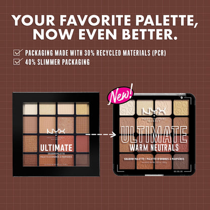 NYX PROFESSIONAL MAKEUP, Ultimate Shadow Palette, Eyeshadow Palette - Warm Neutrals