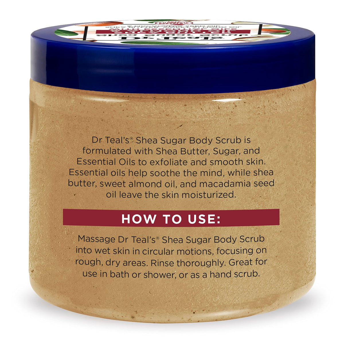 Dr Teal's Shea Sugar Body Scrub, Shea Butter with Almond Oil & Essential Oils, 19 oz (Pack of 3)