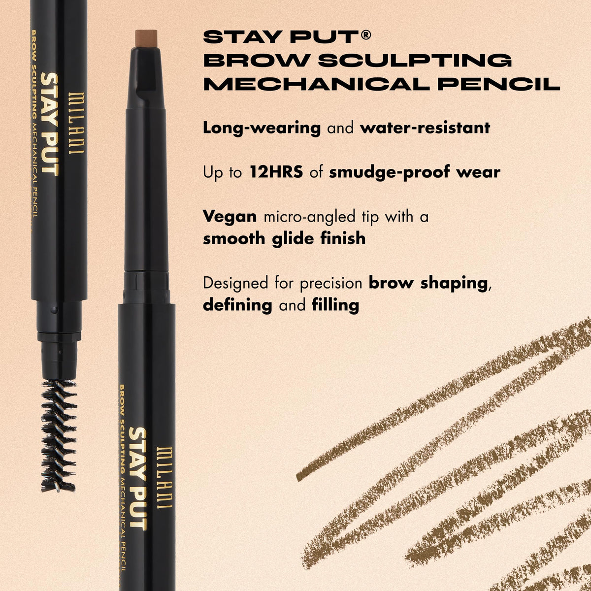 Milani Stay Put Brow Sculpting Mechanical Pencil Eyebrow Color Medium Brown