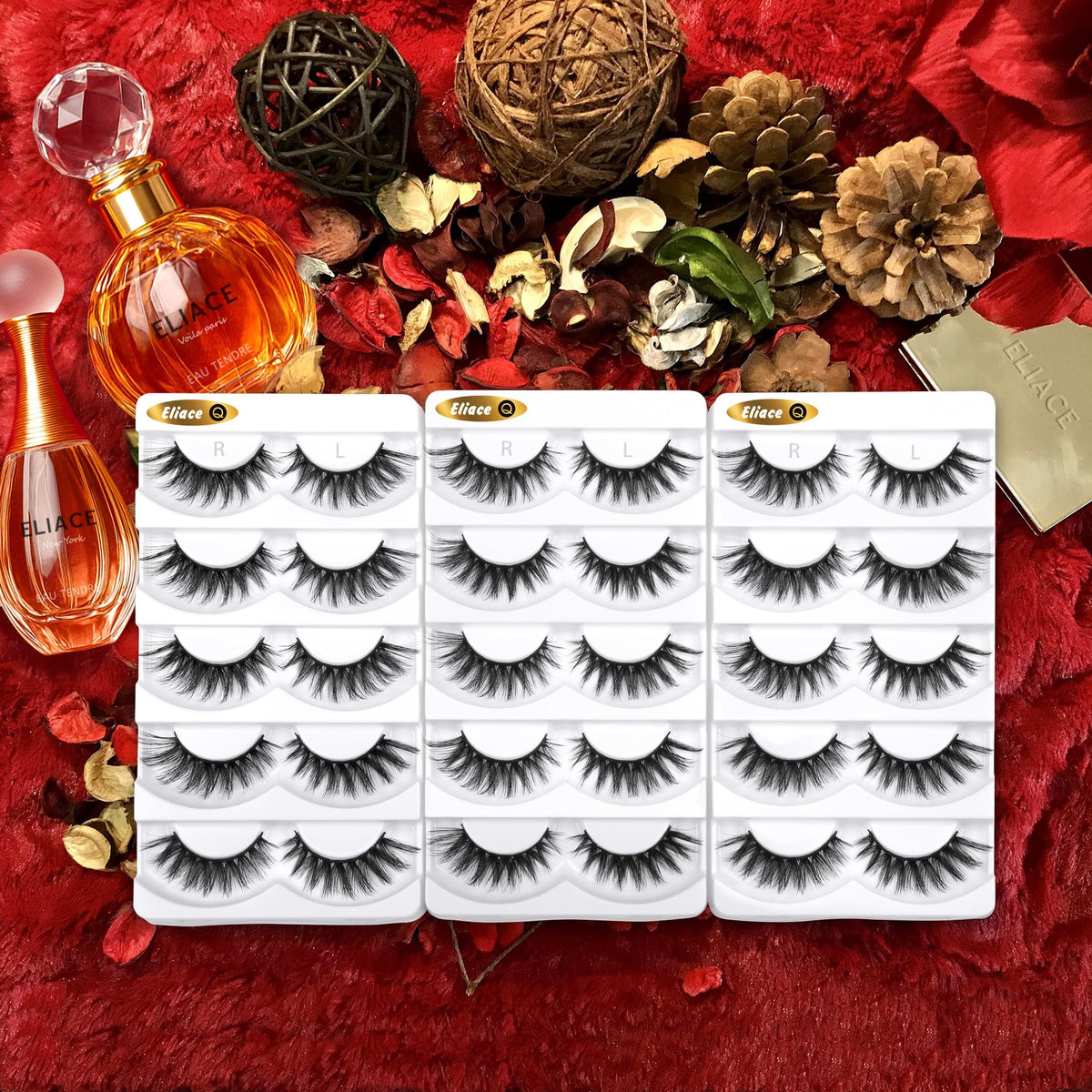 Eliace False Eyelashes 15 Pairs Cat Eye-Lashes 3D Mink Lashes