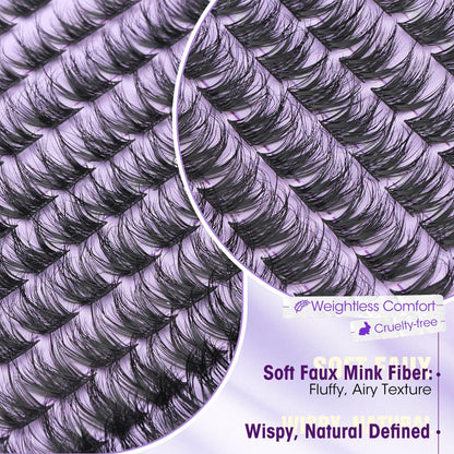 Wispy Fluffy Lash Clusters 8–14mm Short Eyelash Clusters Natural CC Curl Individual Lashes DIY Eyelash Extensions with Thin Lash Band for Daily Wear, Clean Girl & Soft Glam by Yawamica