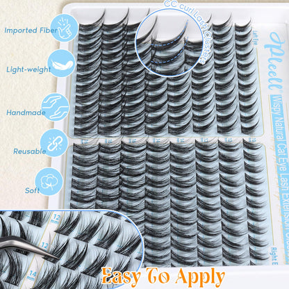 Wispy Lash Clusters Natural Eyelashes Cluster Eyelash Extensions Cat Eye176PCS Individual Lashes Clusters C Curve Eyelash Clusters 10-16MM DIY Lash Extension by Pleell
