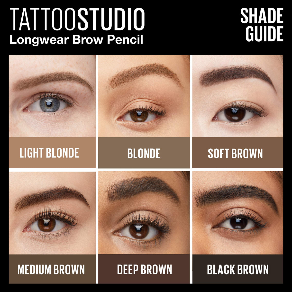 Maybelline TattooStudio Waterproof Eyebrow Pencil, Sharpenable, Longwear, Long Lasting, Pigmented Eyebrow Pencil for Defined Brows, Medium Brown, 1 Count
