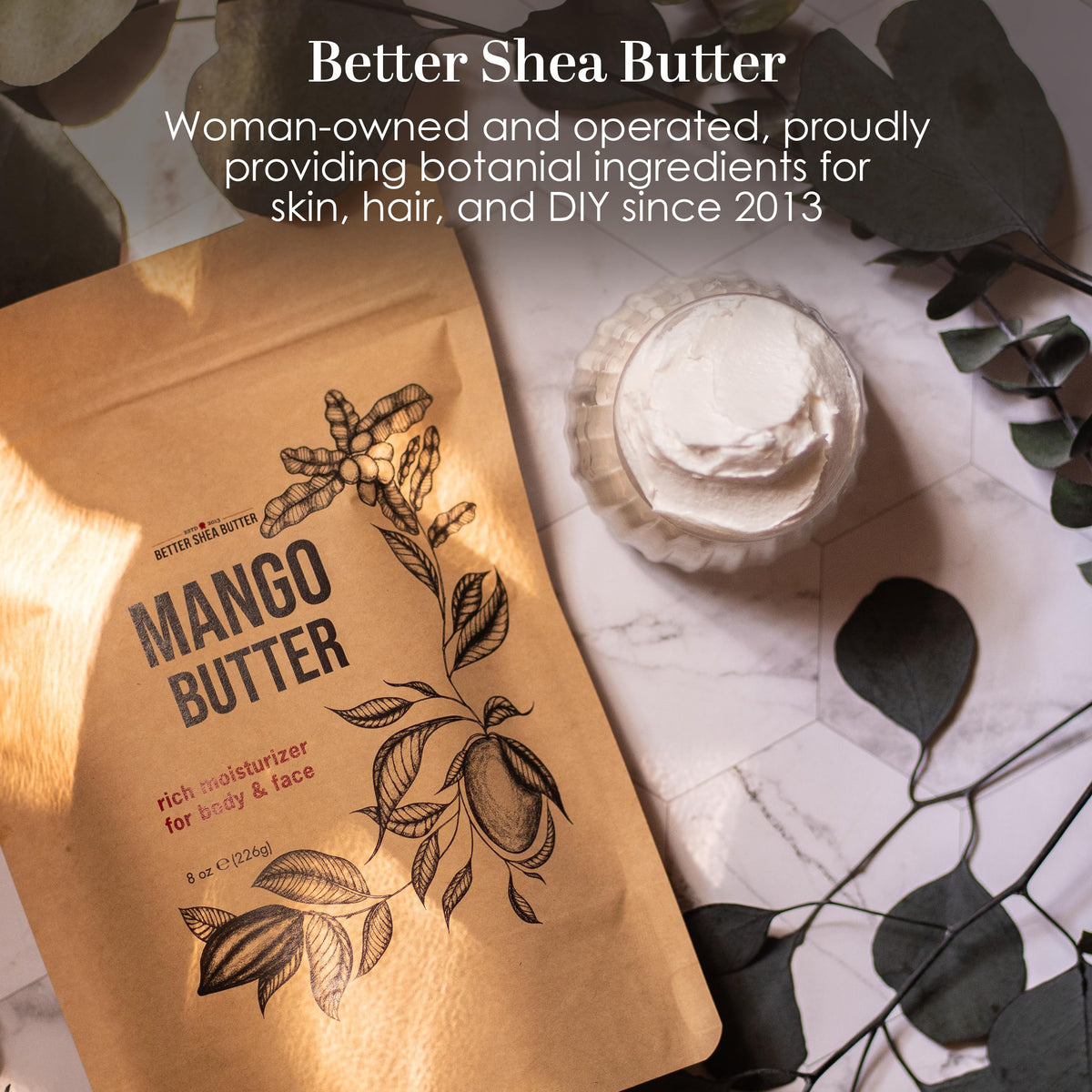Mango Butter - 100% Pure Raw Mango Seed Butter Unrefined, 8 oz Block