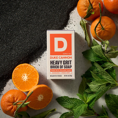 Duke Cannon Supply Co. Heavy Grit Deep Cleaning Brick Of Soap For Men - Aloe Vera + Shea Butter - Mandarin and Mint (6oz)