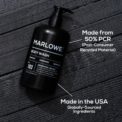 MARLOWE. Men's Body Wash, Refreshing Shower Gel, Cedarwood, 15 oz Pump